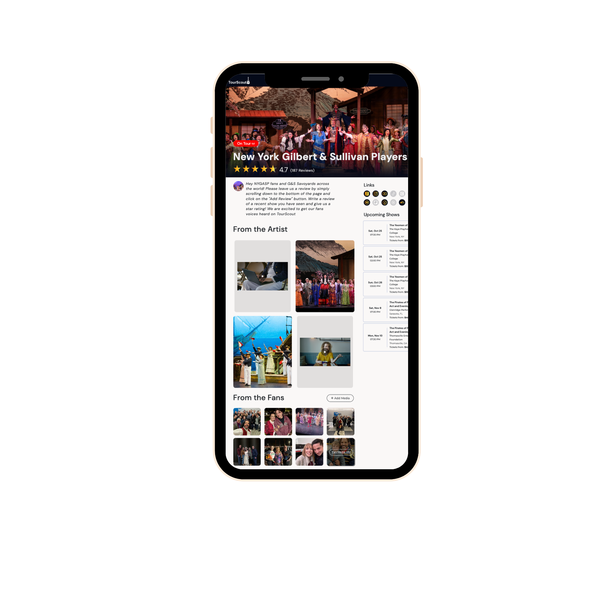 TourScout artist page